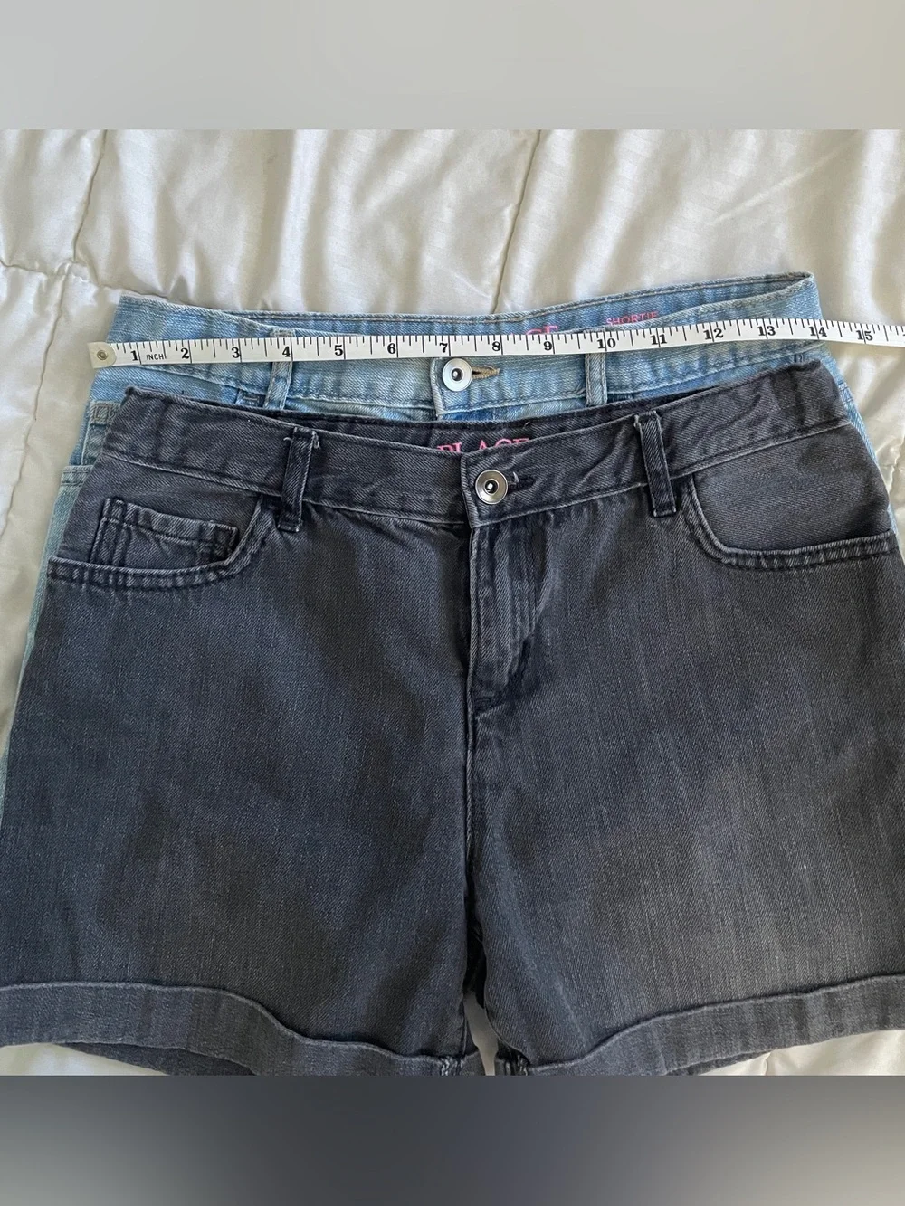 The Children's Place Girls Denim Shortie Shorts Size 14 Lot Of 2 Blue, Black